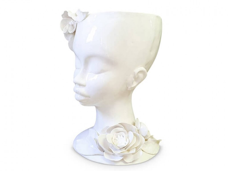 Handmade Ceramic Lady Planter - Two Flower